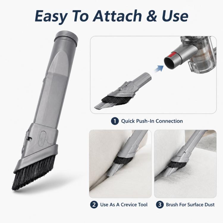 Accessori per aspirapolvere Dyson V6 / DC35 / DC47 / DC52 / DC63, Retractable Stiff Bristle Narrow Brush Head