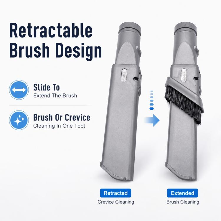 Accessori per aspirapolvere Dyson V6 / DC35 / DC47 / DC52 / DC63, Retractable Stiff Bristle Narrow Brush Head