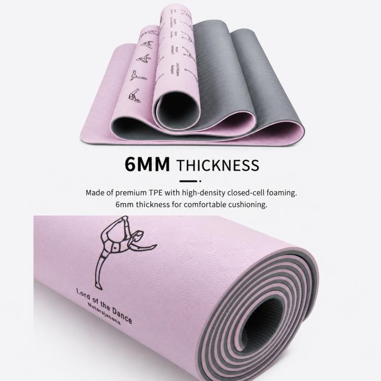 Tappetino da yoga professionale antiscivolo a doppia faccia, silenzioso, per fitness e allenamento., 6mm