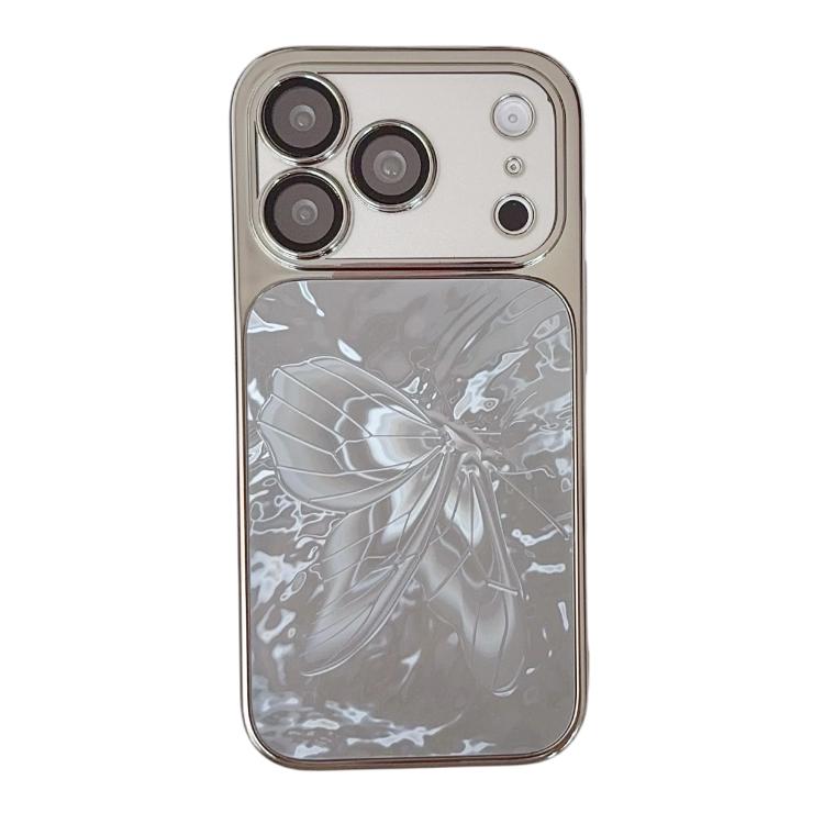 Custodia per telefono in policarbonato galvanizzato e vetro con motivo a farfalla., For iPhone 17 Pro Max, For iPhone 17 Pro, For iPhone 17, For iPhone 16 Pro Max