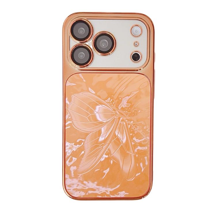 Custodia per telefono in policarbonato galvanizzato e vetro con motivo a farfalla., For iPhone 17 Pro Max, For iPhone 17 Pro, For iPhone 17, For iPhone 16 Pro Max