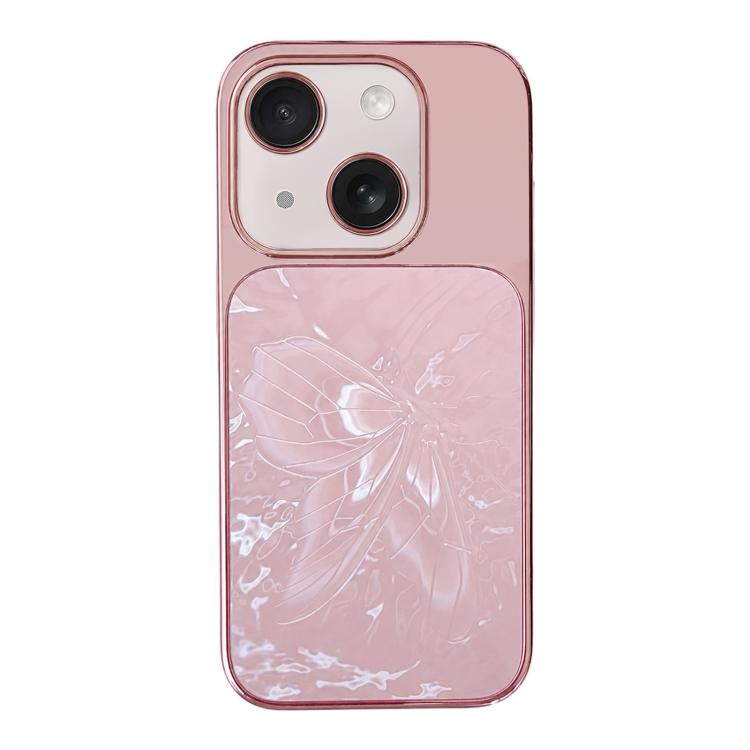 Custodia per telefono in policarbonato galvanizzato e vetro con motivo a farfalla., For iPhone 15, For iPhone 14, For iPhone 14 Pro, For iPhone 14 Pro Max