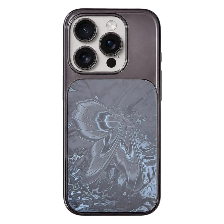 Custodia per telefono in policarbonato galvanizzato e vetro con motivo a farfalla., For iPhone 17 Pro Max, For iPhone 17 Pro, For iPhone 17, For iPhone 16 Pro Max