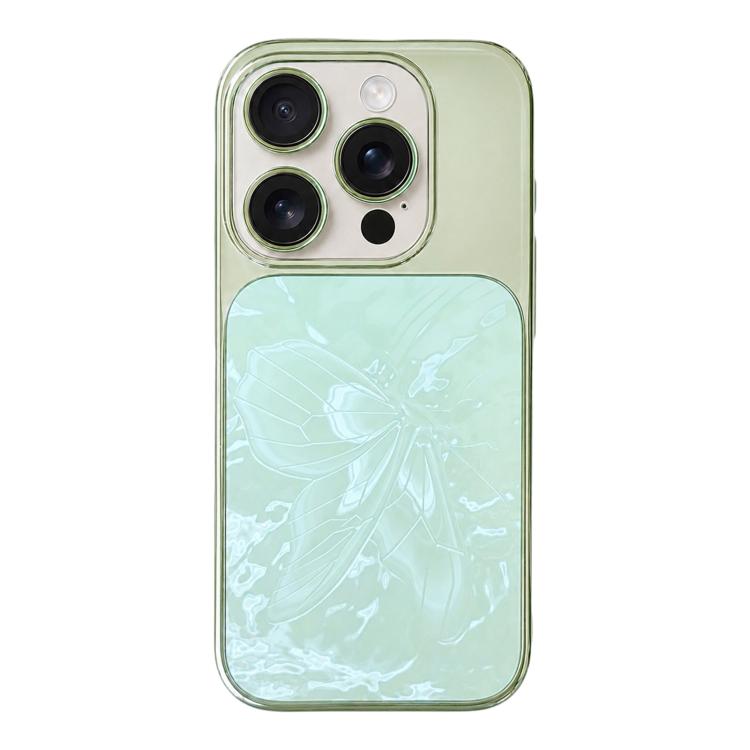 Custodia per telefono in policarbonato galvanizzato e vetro con motivo a farfalla., For iPhone 17 Pro Max, For iPhone 17 Pro, For iPhone 17, For iPhone 16 Pro Max
