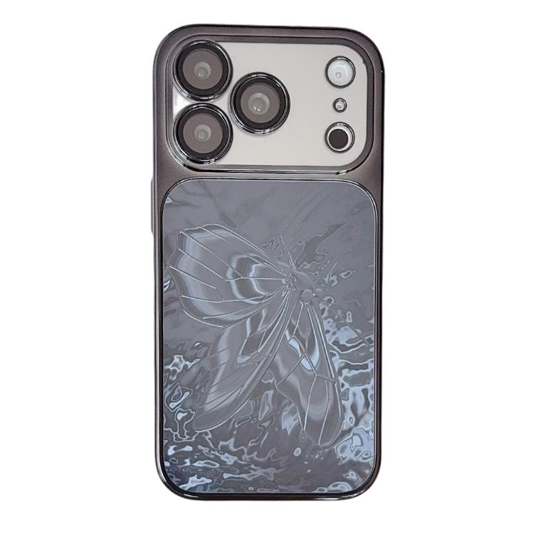 Custodia per telefono in policarbonato galvanizzato e vetro con motivo a farfalla., For iPhone 17 Pro Max, For iPhone 17 Pro, For iPhone 17, For iPhone 16 Pro Max