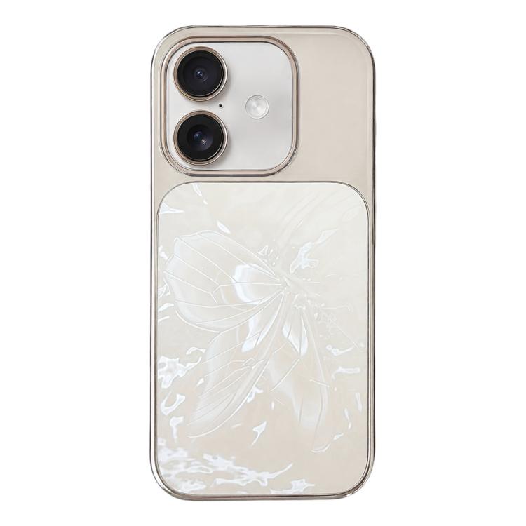 Custodia per telefono in policarbonato galvanizzato e vetro con motivo a farfalla., For iPhone 17 Pro Max, For iPhone 17 Pro, For iPhone 17, For iPhone 16 Pro Max