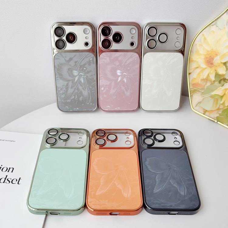 Custodia per telefono in policarbonato galvanizzato e vetro con motivo a farfalla., For iPhone 17 Pro Max, For iPhone 17 Pro, For iPhone 17, For iPhone 16 Pro Max