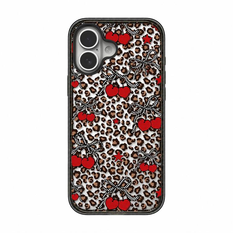 Custodia per telefono in TPU acrilico trasparente con stampa leopardata e fiocco., For iPhone 16 Pro Max, For iPhone 16 Pro, For iPhone 16 Plus, For iPhone 16
