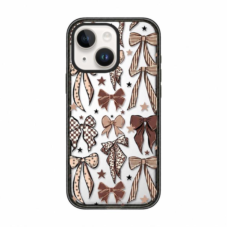 Custodia per telefono in TPU acrilico trasparente con stampa leopardata e fiocco., For iPhone 15 Pro Max, For iPhone 15 Pro, For iPhone 15 Plus, For iPhone 15