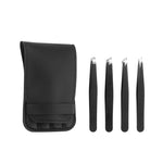 Set di 4 pinzette in acciaio inossidabile per la modellatura delle sopracciglia, con custodia in pelle PU.
