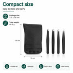 Set di 4 pinzette in acciaio inossidabile per la modellatura delle sopracciglia, con custodia in pelle PU.