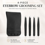 Set di 4 pinzette in acciaio inossidabile per la modellatura delle sopracciglia, con custodia in pelle PU.