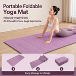 Tappetino yoga pieghevole e spesso con ioni negativi, portatile, ideale per viaggi e studenti.