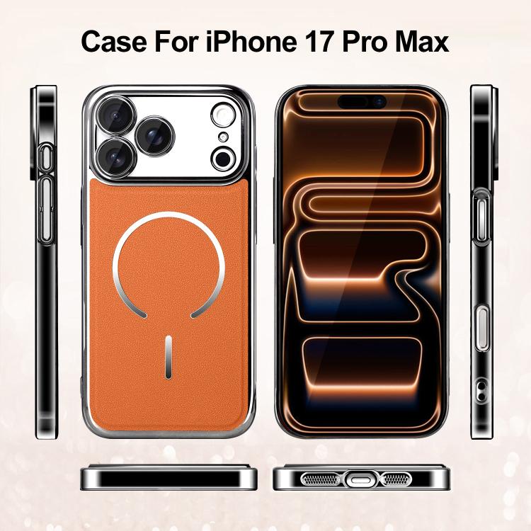 Anello magnetico galvanizzato in PC + custodia per telefono in pelle vegana, For iPhone 17 Pro Max, For iPhone 17, For iPhone Air, For iPhone 16 Pro Max