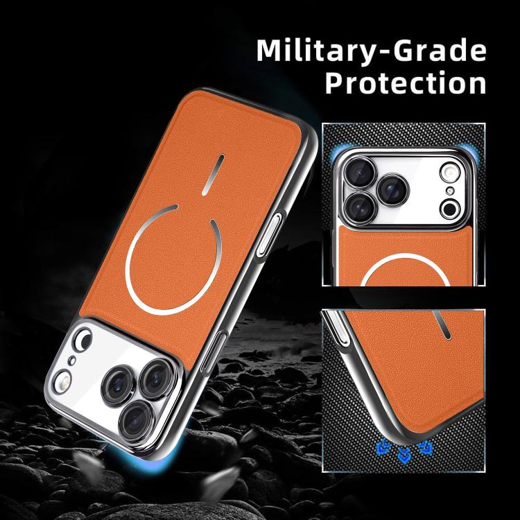 Anello magnetico galvanizzato in PC + custodia per telefono in pelle vegana, For iPhone 17 Pro Max, For iPhone 17, For iPhone Air, For iPhone 16 Pro Max