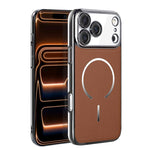 Anello magnetico galvanizzato in PC + custodia per telefono in pelle vegana, For iPhone 17 Pro Max, For iPhone 17, For iPhone Air, For iPhone 16 Pro Max