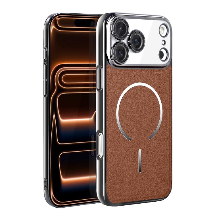 Anello magnetico galvanizzato in PC + custodia per telefono in pelle vegana, For iPhone 17 Pro Max, For iPhone 17, For iPhone Air, For iPhone 16 Pro Max