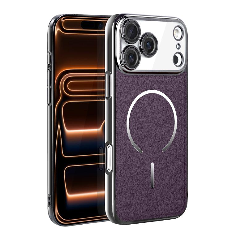 Anello magnetico galvanizzato in PC + custodia per telefono in pelle vegana, For iPhone 17 Pro Max, For iPhone 17, For iPhone Air, For iPhone 16 Pro Max