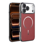 Anello magnetico galvanizzato in PC + custodia per telefono in pelle vegana, For iPhone 17 Pro Max, For iPhone 17, For iPhone Air, For iPhone 16 Pro Max