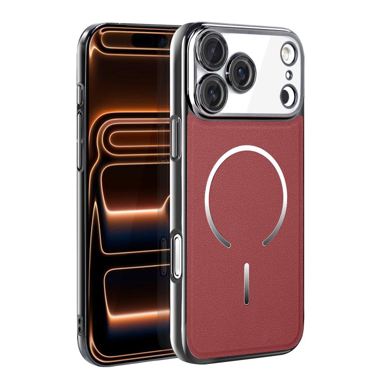 Anello magnetico galvanizzato in PC + custodia per telefono in pelle vegana, For iPhone 17 Pro Max, For iPhone 17, For iPhone Air, For iPhone 16 Pro Max