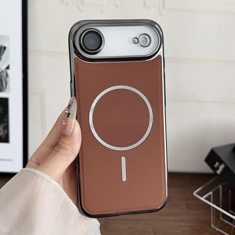 Anello magnetico galvanizzato in PC + custodia per telefono in pelle vegana, For iPhone 17 Pro Max, For iPhone 17, For iPhone Air, For iPhone 16 Pro Max
