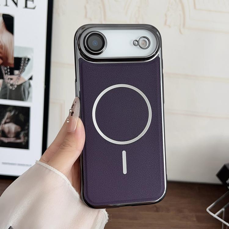 Anello magnetico galvanizzato in PC + custodia per telefono in pelle vegana, For iPhone 17 Pro Max, For iPhone 17, For iPhone Air, For iPhone 16 Pro Max