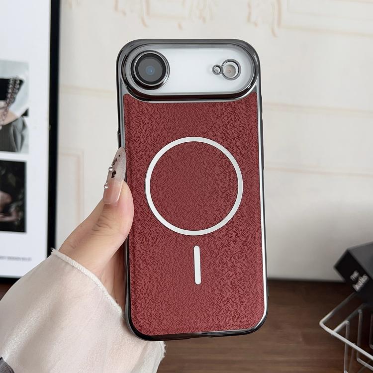 Anello magnetico galvanizzato in PC + custodia per telefono in pelle vegana, For iPhone 17 Pro Max, For iPhone 17, For iPhone Air, For iPhone 16 Pro Max