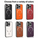 Anello magnetico galvanizzato in PC + custodia per telefono in pelle vegana, For iPhone 15 Pro Max, For iPhone 15 Pro, For iPhone 15 Plus, For iPhone 15
