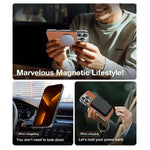 Anello magnetico galvanizzato in PC + custodia per telefono in pelle vegana, For iPhone 15 Pro Max, For iPhone 15 Pro, For iPhone 15 Plus, For iPhone 15