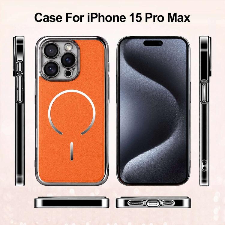 Anello magnetico galvanizzato in PC + custodia per telefono in pelle vegana, For iPhone 15 Pro Max, For iPhone 15 Pro, For iPhone 15 Plus, For iPhone 15