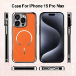 Anello magnetico galvanizzato in PC + custodia per telefono in pelle vegana, For iPhone 15 Pro Max, For iPhone 15 Pro, For iPhone 15 Plus, For iPhone 15