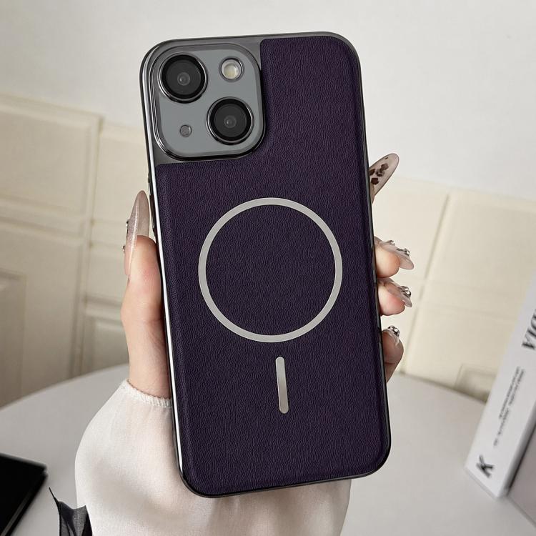 Anello magnetico galvanizzato in PC + custodia per telefono in pelle vegana, For iPhone 15 Pro Max, For iPhone 15 Pro, For iPhone 15 Plus, For iPhone 15