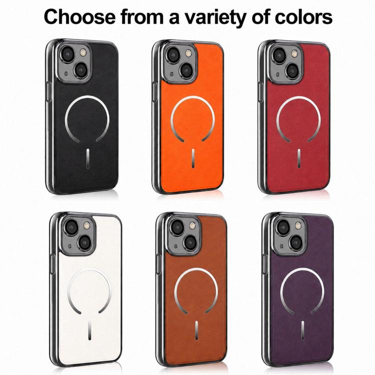 Anello magnetico galvanizzato in PC + custodia per telefono in pelle vegana, For iPhone 14 Plus, For iPhone 14, For iPhone 14 Pro, For iPhone 14 Pro Max