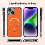 Anello magnetico galvanizzato in PC + custodia per telefono in pelle vegana, For iPhone 14 Plus, For iPhone 14, For iPhone 14 Pro, For iPhone 14 Pro Max
