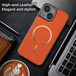 Anello magnetico galvanizzato in PC + custodia per telefono in pelle vegana, For iPhone 14 Plus, For iPhone 14, For iPhone 14 Pro, For iPhone 14 Pro Max