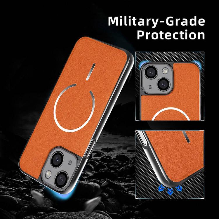 Anello magnetico galvanizzato in PC + custodia per telefono in pelle vegana, For iPhone 14 Plus, For iPhone 14, For iPhone 14 Pro, For iPhone 14 Pro Max