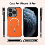Anello magnetico galvanizzato in PC + custodia per telefono in pelle vegana, For iPhone 11 Pro