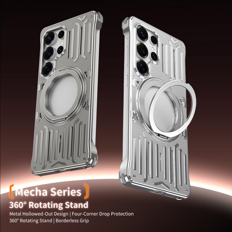 Custodia per telefono senza cornice in metallo con supporto girevole e sistema di raffreddamento della serie Mech., For Galaxy S26 Ultra 5G, For Galaxy S25 Ultra 5G, For Galaxy S24 Ultra 5G, For Galaxy S23 Ultra 5G