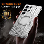 Custodia per telefono senza cornice in metallo con supporto girevole e sistema di raffreddamento della serie Mech., For Galaxy S26 Ultra 5G, For Galaxy S25 Ultra 5G, For Galaxy S24 Ultra 5G, For Galaxy S23 Ultra 5G