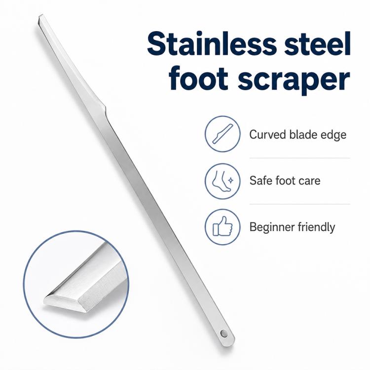 Raschietto per calli al tallone in acciaio inossidabile con foro rotondo, strumento per la cura dei piedi, Round Hole Style Foot Scraper