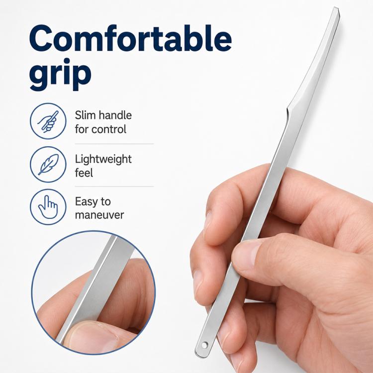 Raschietto per calli al tallone in acciaio inossidabile con foro rotondo, strumento per la cura dei piedi, Round Hole Style Foot Scraper