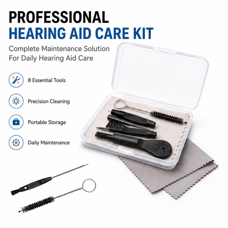 Kit di strumenti per la pulizia degli apparecchi acustici XDcase 8 in 1