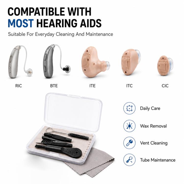 Kit di strumenti per la pulizia degli apparecchi acustici XDcase 8 in 1