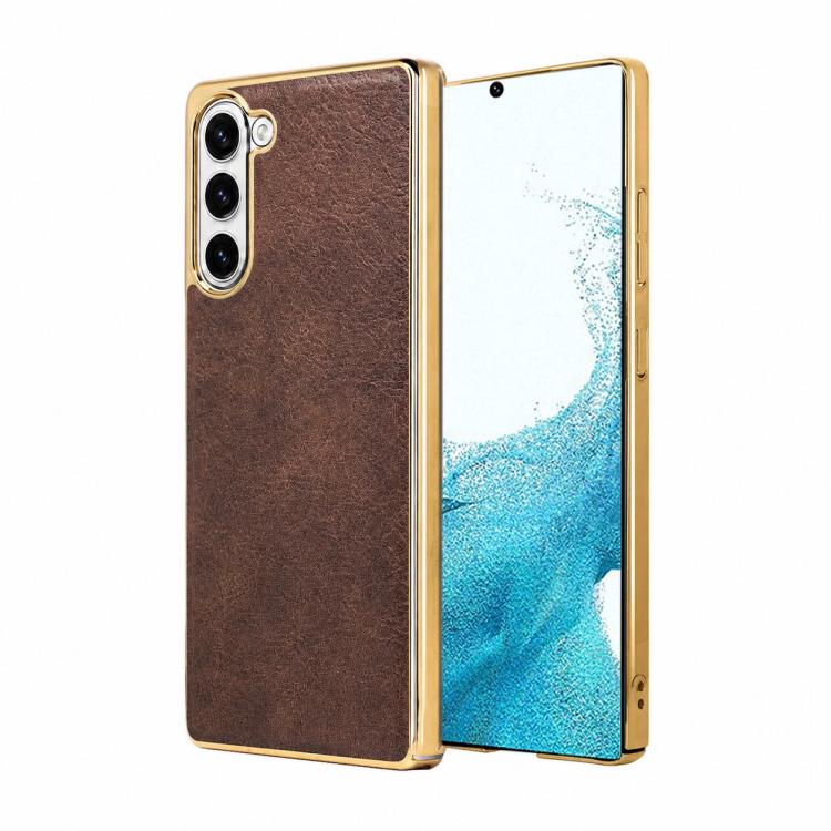 Cornice in policarbonato con texture effetto pelle bovina galvanizzata + custodia per telefono in ecopelle, For Galaxy S22 Ultra 5G, For Galaxy S22 5G