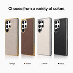 Cornice in policarbonato con texture effetto pelle bovina galvanizzata + custodia per telefono in ecopelle, For Galaxy S22 Ultra 5G, For Galaxy S22 5G