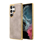 Cornice in policarbonato con texture effetto pelle bovina galvanizzata + custodia per telefono in ecopelle, For Galaxy S22 Ultra 5G, For Galaxy S22 5G