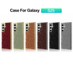 Cornice in policarbonato con texture effetto coccodrillo perlato e custodia in ecopelle., For Galaxy S25 5G, For Galaxy S25 Ultra 5G, For Galaxy S24 Ultra 5G, For Galaxy S24 5G
