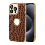 Cornice in policarbonato con texture effetto coccodrillo perlato e custodia in ecopelle., For iPhone 15 Pro Max, For iPhone 15 Pro, For iPhone 15 Plus, For iPhone 15