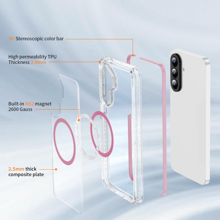 Custodia per telefono Crystal Shield trasparente magnetica ibrida in acrilico e TPU, For Galaxy A57 5G, For Galaxy A37 5G