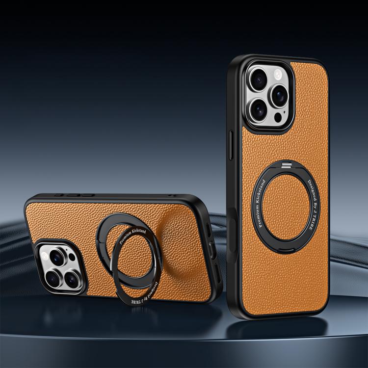 Custodia per telefono magnetica in ecopelle con supporto girevole a 360 gradi., For iPhone 16 Pro, For iPhone 15 Pro Max, For iPhone 15 Pro